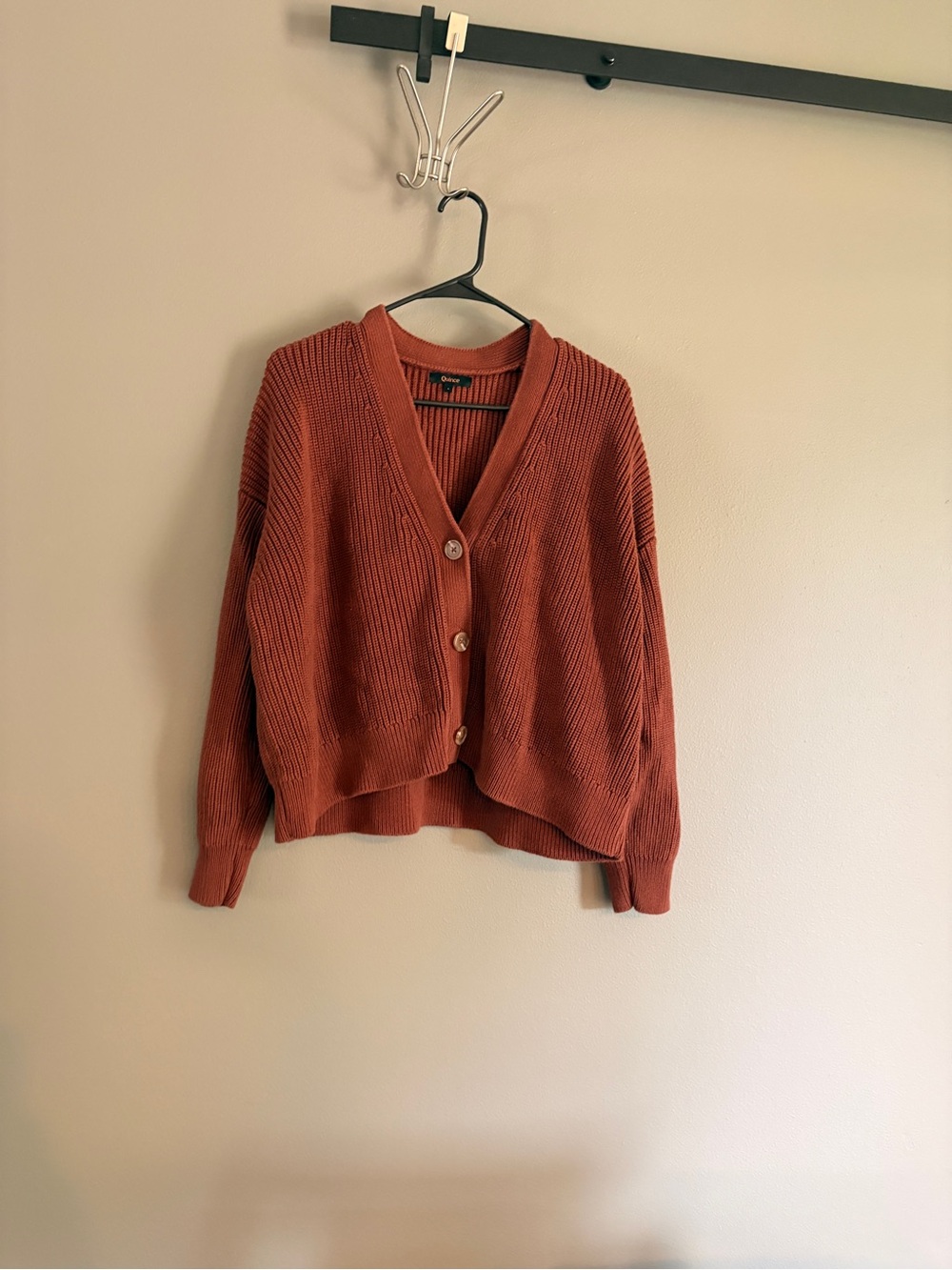 Quince Rust-Orange Button Cardigan Sweater